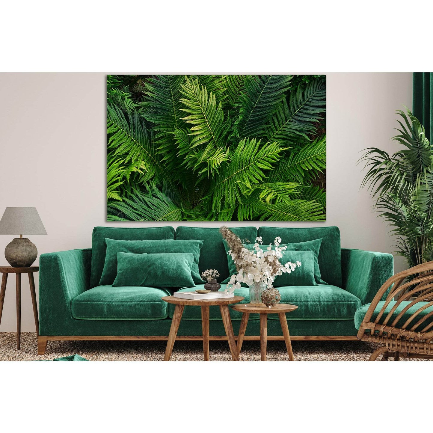 Green Fern Leaves №SL670 Ready to Hang Canvas Print - Zellart Canvas Prints 0new, ALL_Products, Floral & Botanical Wall Art