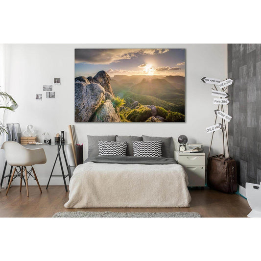 Green Mountain Landscape Dawn №SL263 Ready to Hang Canvas Print - Zellart Canvas Prints 0new, ALL_Products, SUNRISE & SUNSET WALL ART