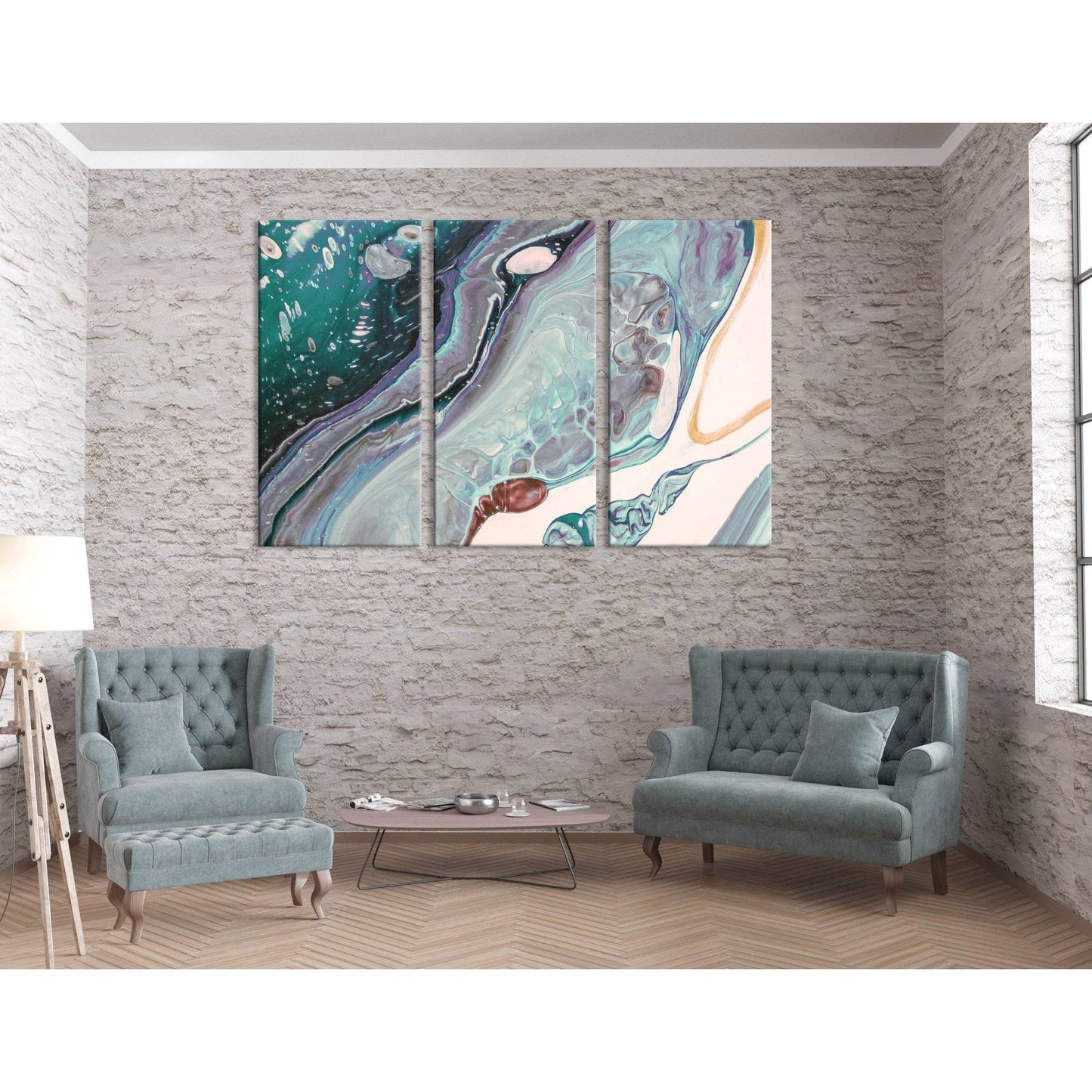 Green, Purple And gray Abstract №04124 Ready to Hang Canvas Print - Zellart Canvas Prints ALL_Products