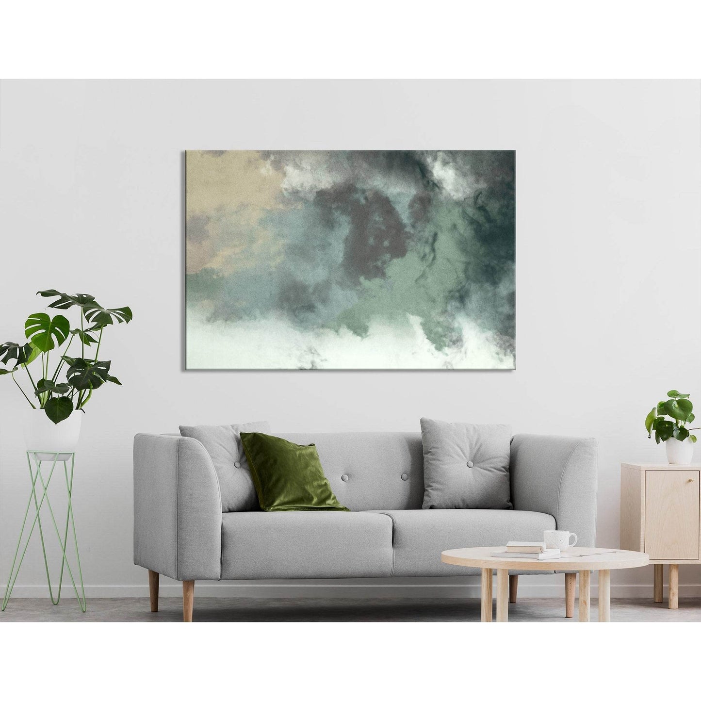 Green Smoke Abstarct №04370 Ready to Hang Canvas Print - Zellart Canvas Prints ALL_Products