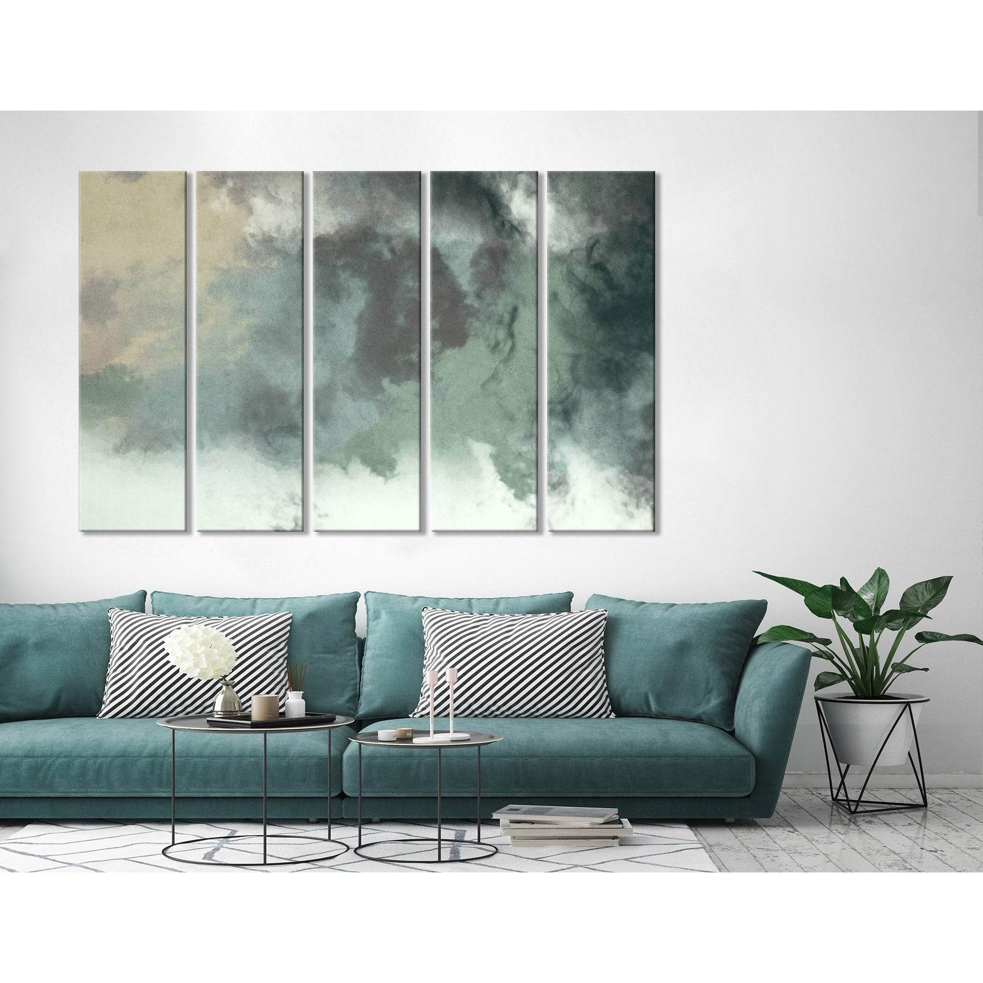 Green Smoke Abstarct №04370 Ready to Hang Canvas Print - Zellart Canvas Prints ALL_Products