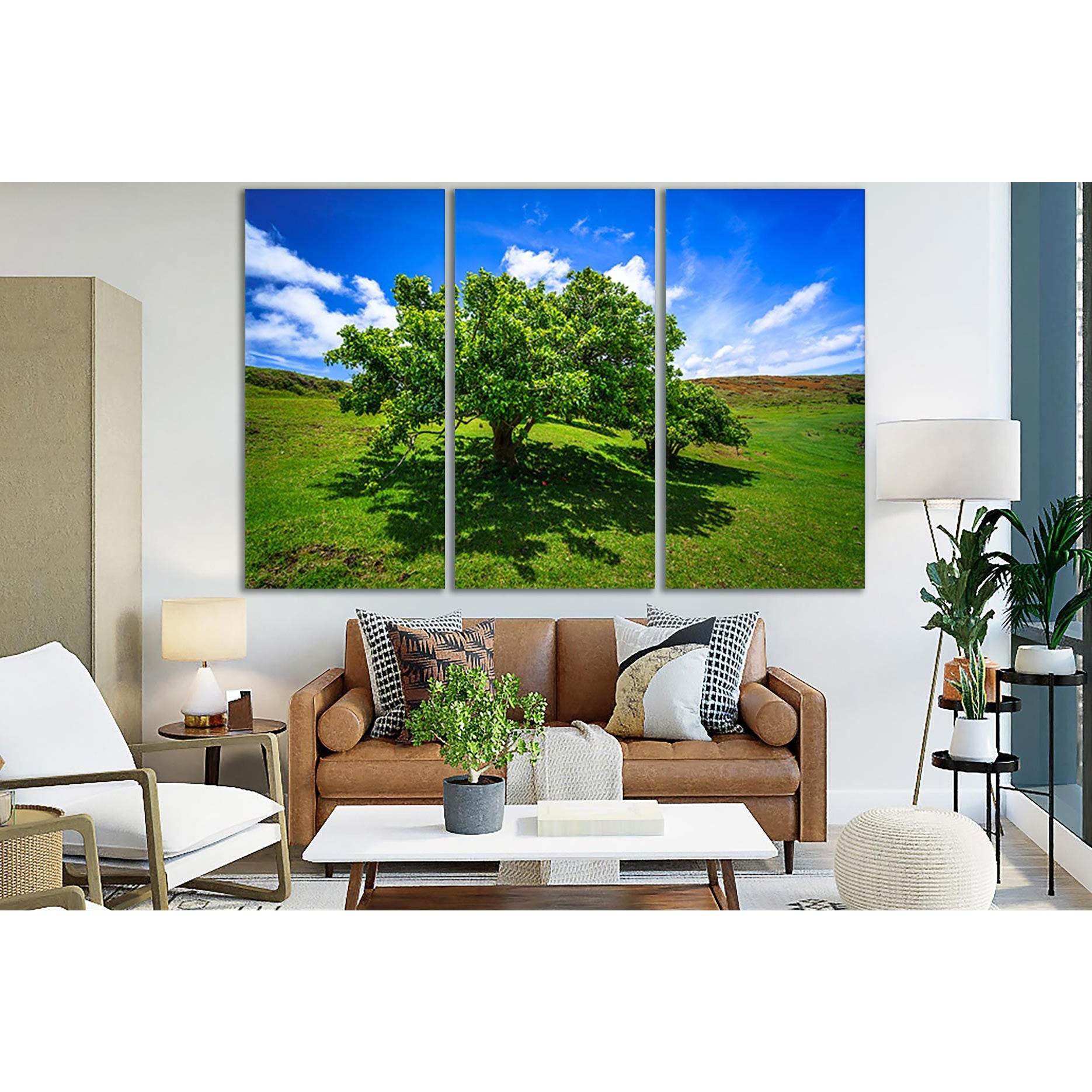 Green Tree In The Summer Day №SL1056 Ready to Hang Canvas Print - Zellart Canvas Prints 0new, ALL_Products, Trees Wall Art