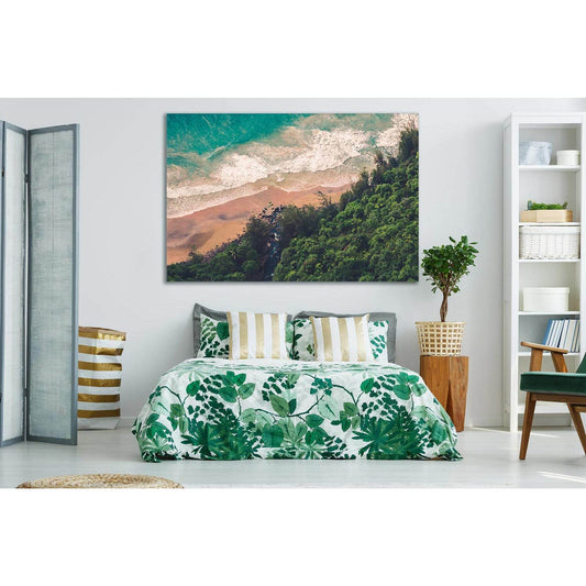 Green Trees Beach №SL113 Ready to Hang Canvas Print - Zellart Canvas Prints 0new, ALL_Products, Beach Ocean & Waves
