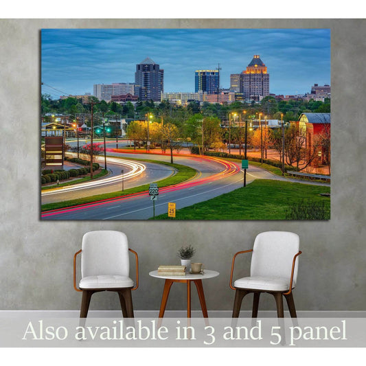 Greensboro, North Carolina, USA downtown skyline №1744 Ready to Hang Canvas Print - Zellart Canvas Prints ALL_Products, s-1744