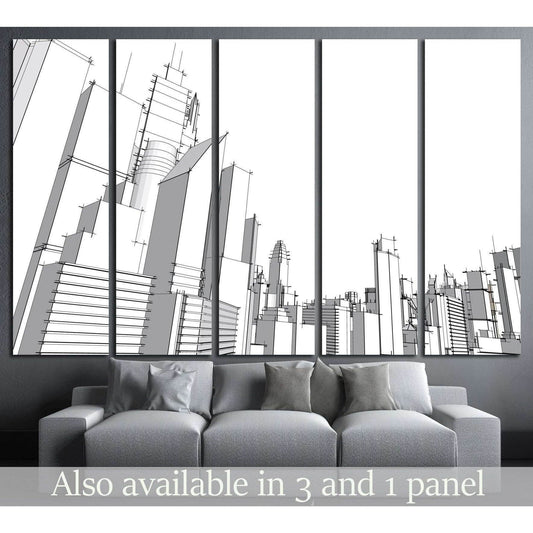 Grey city №1446 Ready to Hang Canvas Print - Zellart Canvas Prints ALL_Products, s-1446