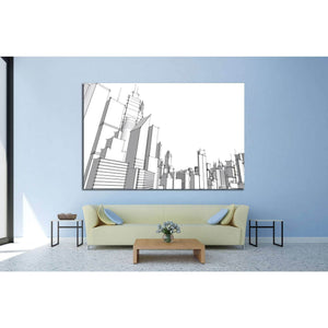 Grey city №1446 Ready to Hang Canvas Print - Zellart Canvas Prints ALL_Products, s-1446