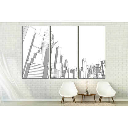 Grey city №1925 Ready to Hang Canvas Print - Zellart Canvas Prints ALL_Products, s-1925