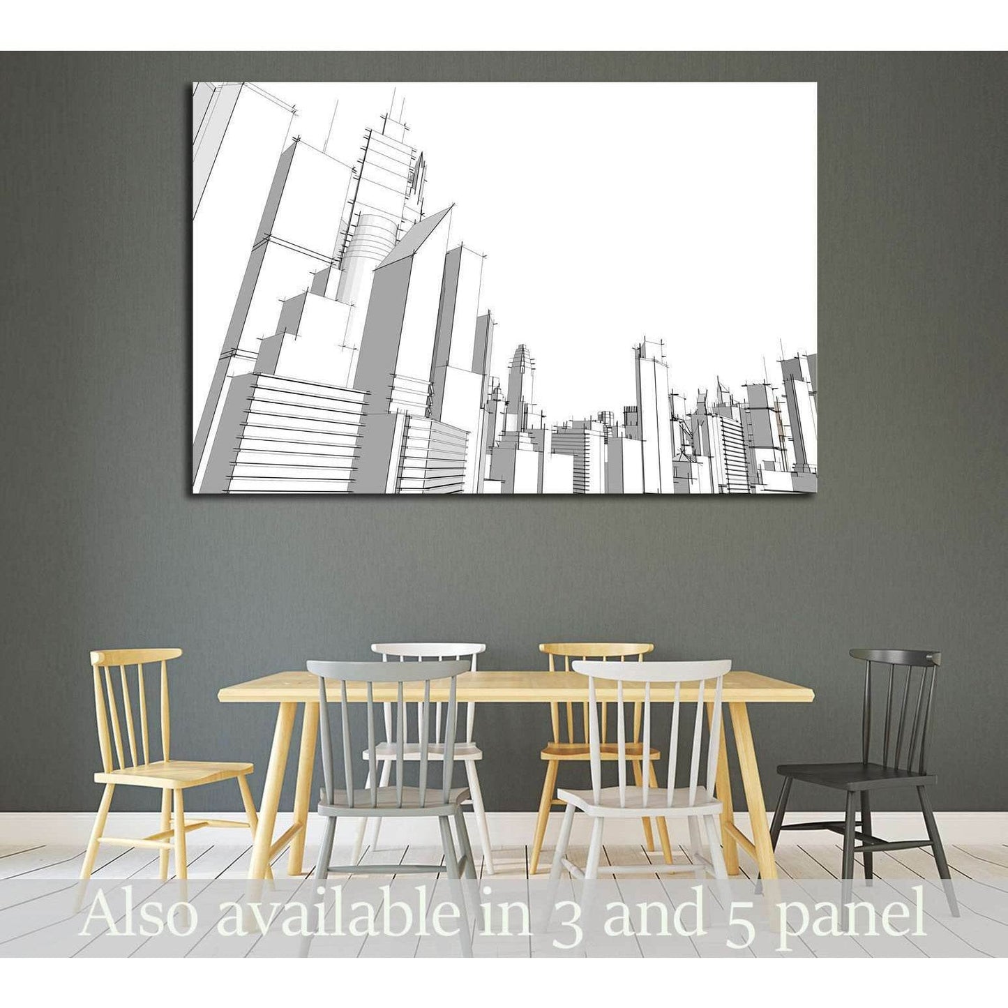 Grey city №1925 Ready to Hang Canvas Print - Zellart Canvas Prints ALL_Products, s-1925