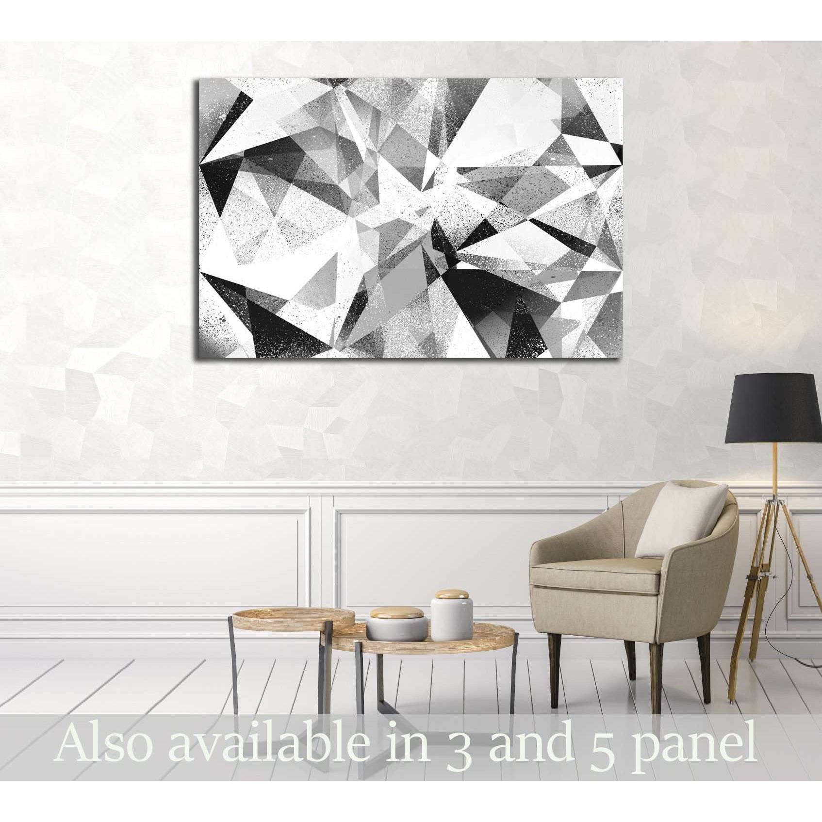 Grunge geometric black and white abstract background illustration №2876 Ready to Hang Canvas Print - Zellart Canvas Prints ALL_Products, s-2876