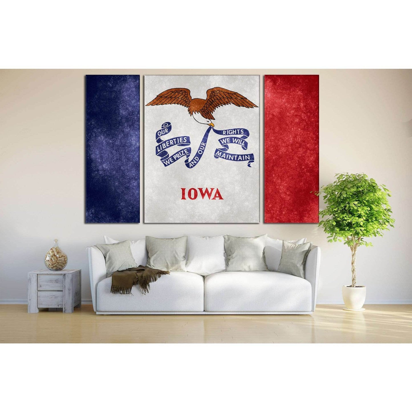 Grungy Flag of Lowa №832 Ready to Hang Canvas Print - Zellart Canvas Prints ALL_Products, z-832