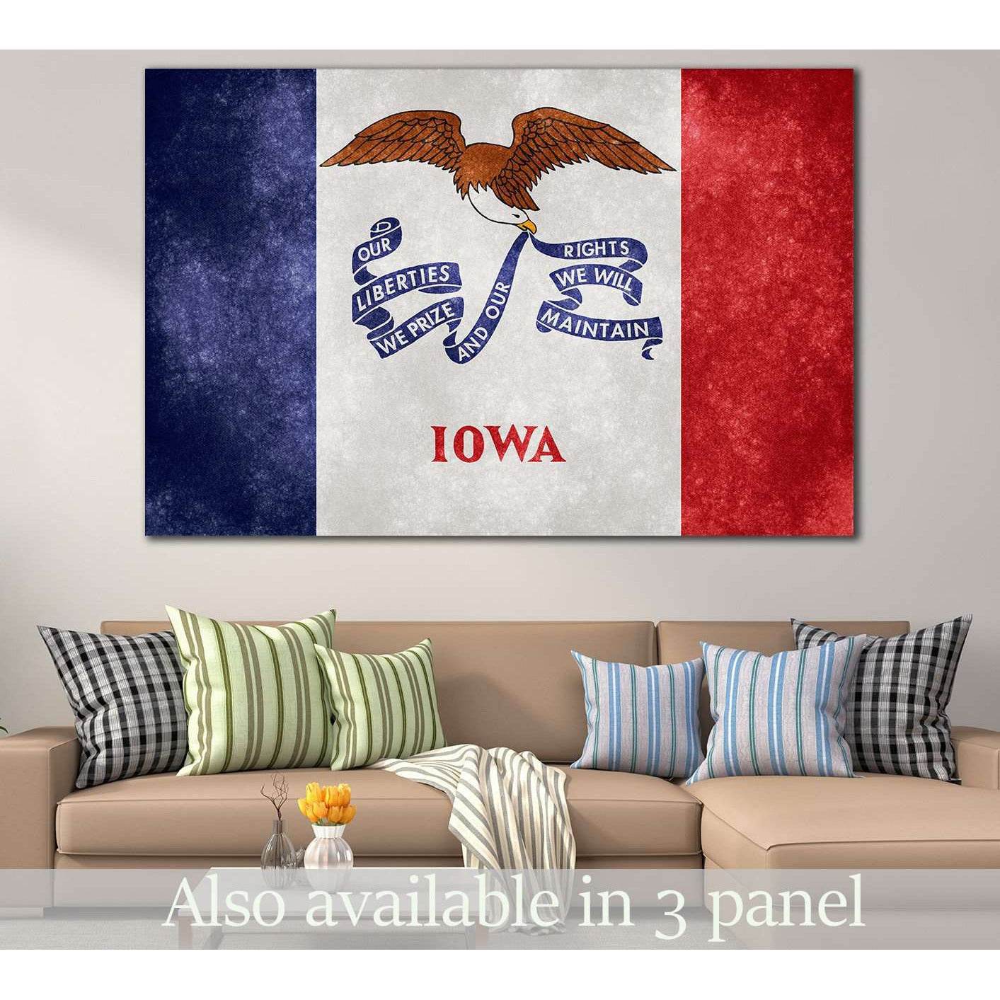 Grungy Flag of Lowa №832 Ready to Hang Canvas PrintCanvas art arrives ready to hang, with hanging accessories included and no additional framing required. Every canvas print is hand-crafted, made on-demand at our workshop and expertly stretched around 100