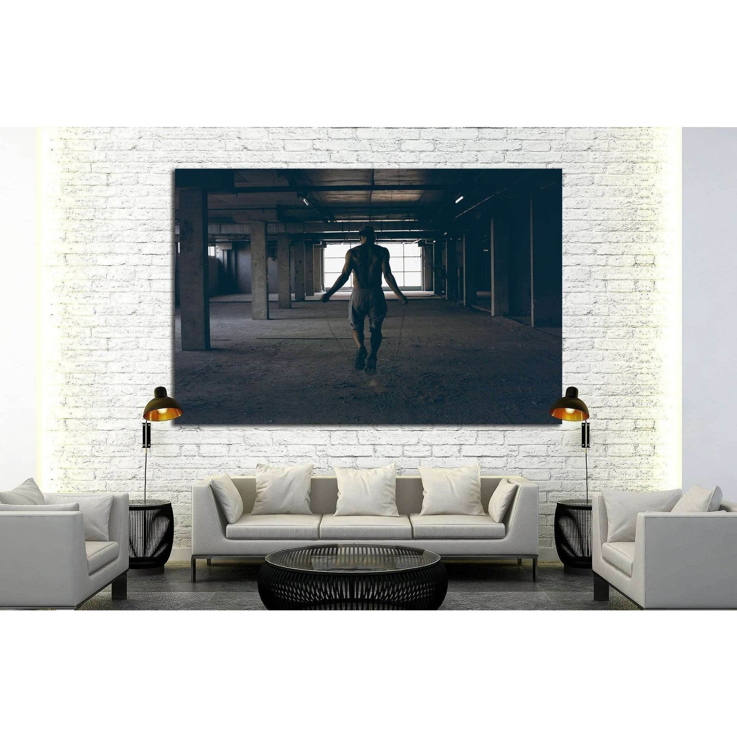 Guy in the baseball cap in the gym №1385 Ready to Hang Canvas Print - Zellart Canvas Prints ALL_Products, s-1385