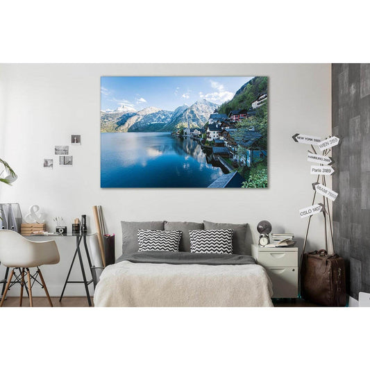 Hallstatt Village In Austria №Sl39 Ready to Hang Canvas Print - Zellart Canvas Prints 0new, ALL_Products, Nature & Landscapes Canvas Print