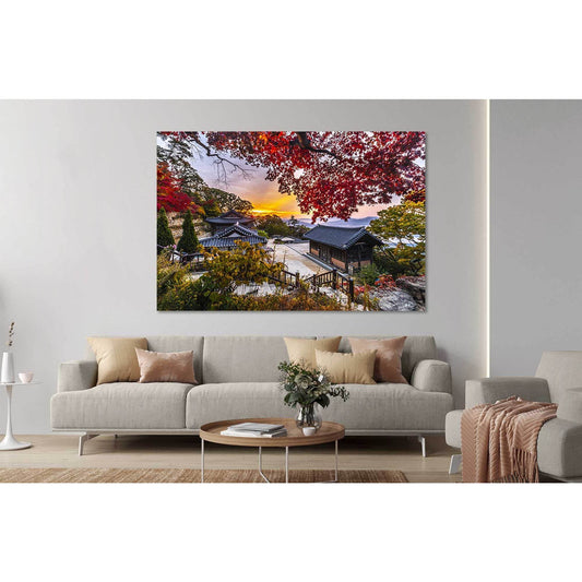 Hanok at sunset №D1234 Ready to Hang Canvas Print - Zellart Canvas Prints 0new, ALL_Products, Sunrise & sunset wall art
