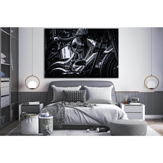 Harley Davidson Engine Close Up №SL789 Ready to Hang Canvas Print - Zellart Canvas Prints 0new, ALL_Products, Engine, Engines Wall Art