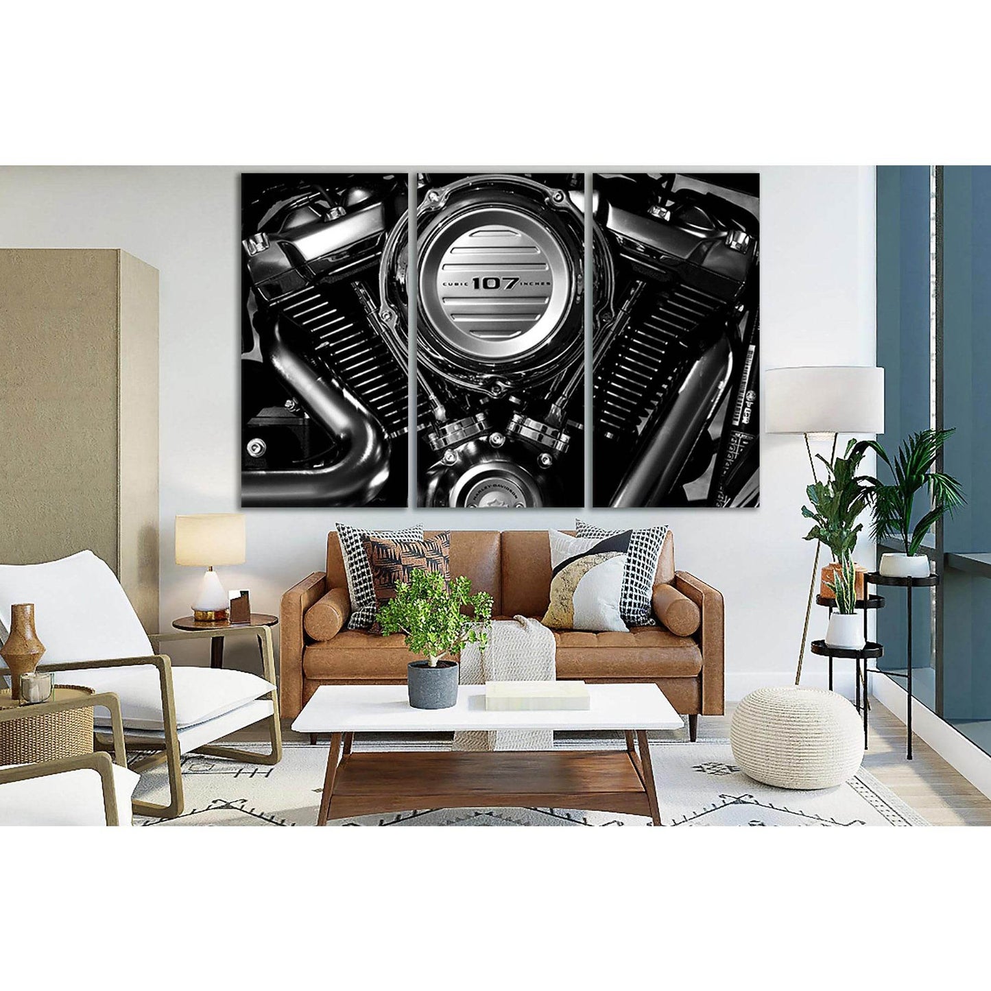 Harley Davidson Massive Engine №SL753 Ready to Hang Canvas Print - Zellart Canvas Prints 0new, ALL_Products, Engine, Engines Wall Art