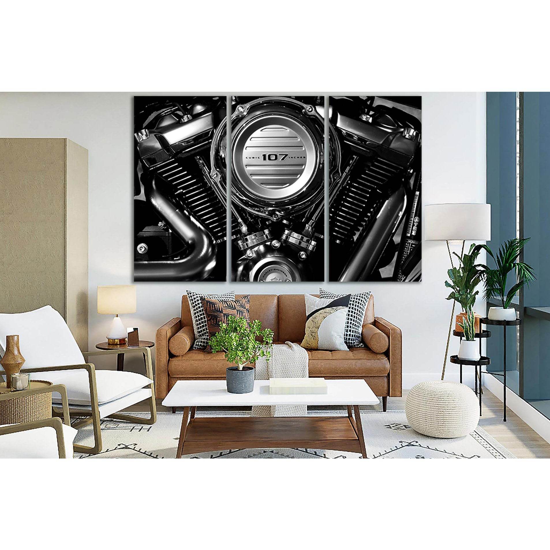 Harley Davidson Massive Engine №SL753 Ready to Hang Canvas Print - Zellart Canvas Prints 0new, ALL_Products, Engine, Engines Wall Art
