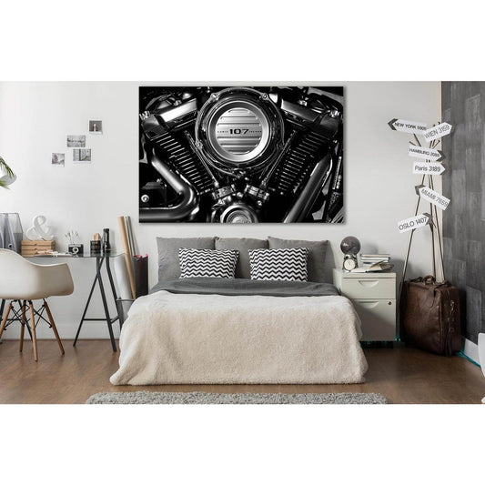 Harley Davidson Massive Engine №SL753 Ready to Hang Canvas Print - Zellart Canvas Prints 0new, ALL_Products, Engine, Engines Wall Art