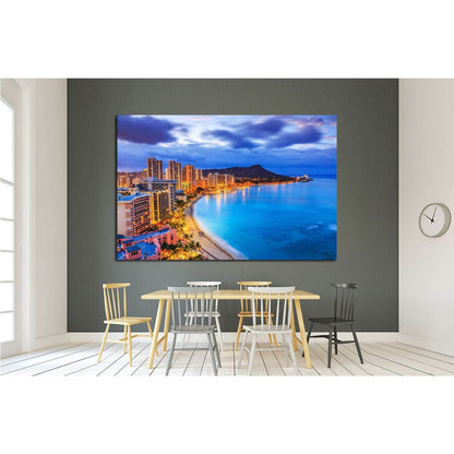 Hawaii, Skyline of Honolulu, Diamond Head volcano, Waikiki Beach №1737 Ready to Hang Canvas PrintCanvas art arrives ready to hang, with hanging accessories included and no additional framing required. Every canvas print is hand-crafted, made on-demand at
