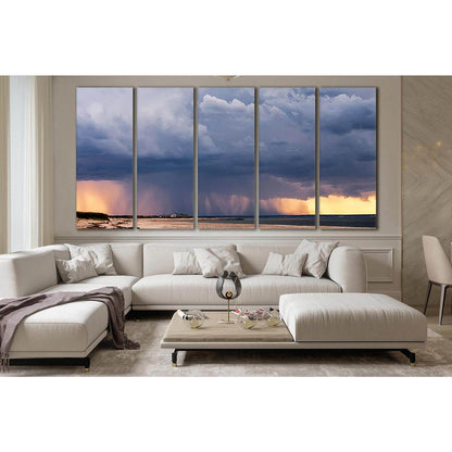 Heavy Rain Over The Sea №SL135 Ready to Hang Canvas Print - Zellart Canvas Prints 0new, ALL_Products, Beach Ocean & Waves