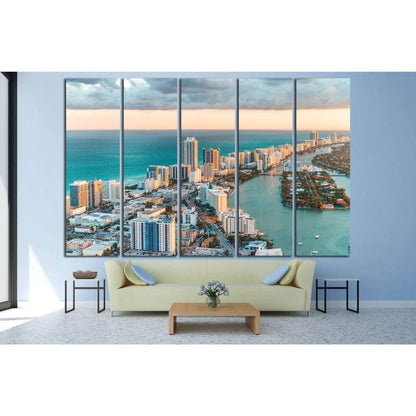 Helicopter view of South Beach, Miami №1258 Ready to Hang Canvas Print - Zellart Canvas Prints ALL_Products, s-1258