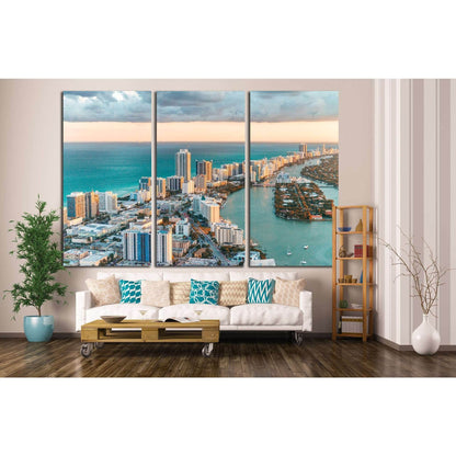 Helicopter view of South Beach, Miami №1258 Ready to Hang Canvas Print - Zellart Canvas Prints ALL_Products, s-1258