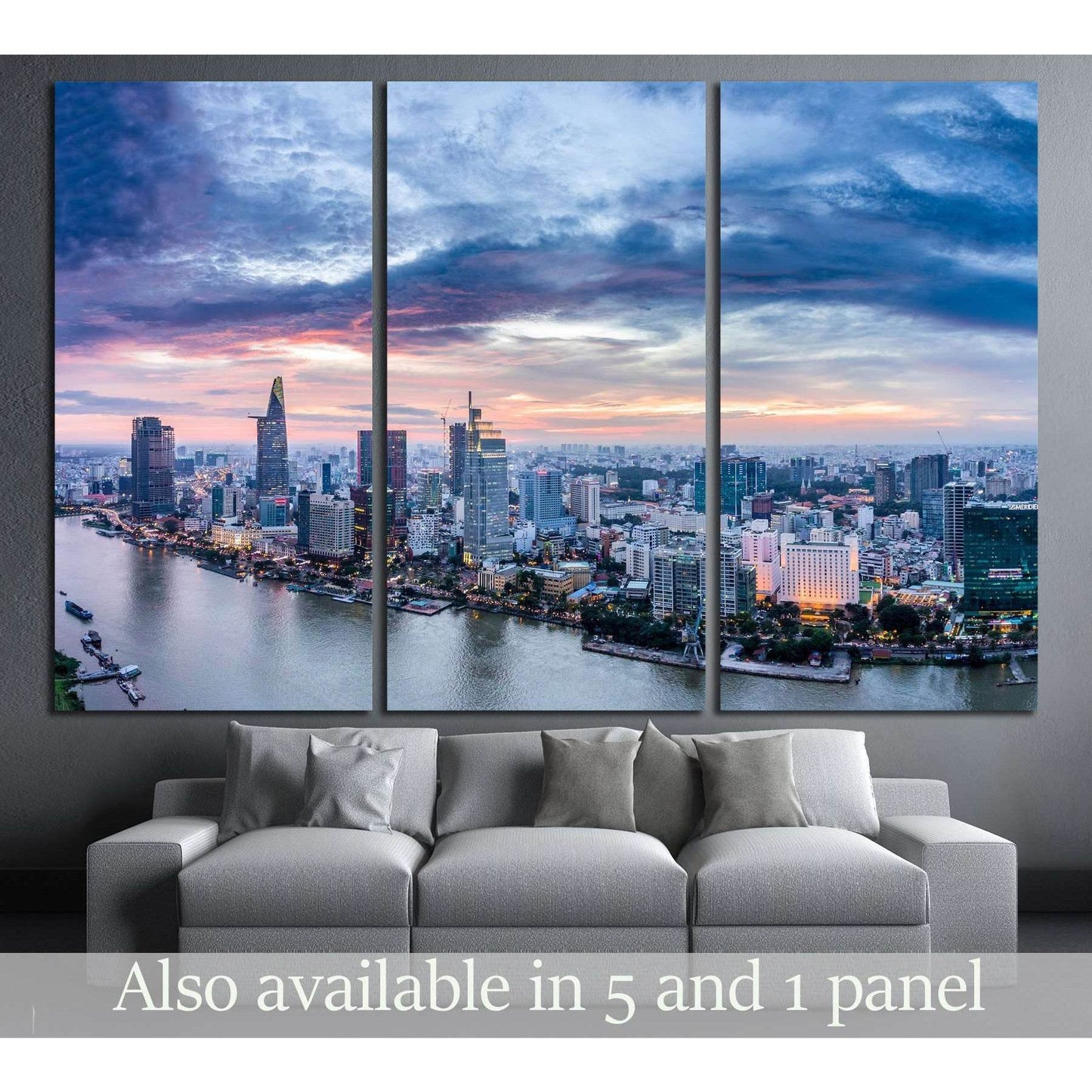 Ho Chi Minh City, aerial view №2741 Ready to Hang Canvas Print - Zellart Canvas Prints ALL_Products, s-2741