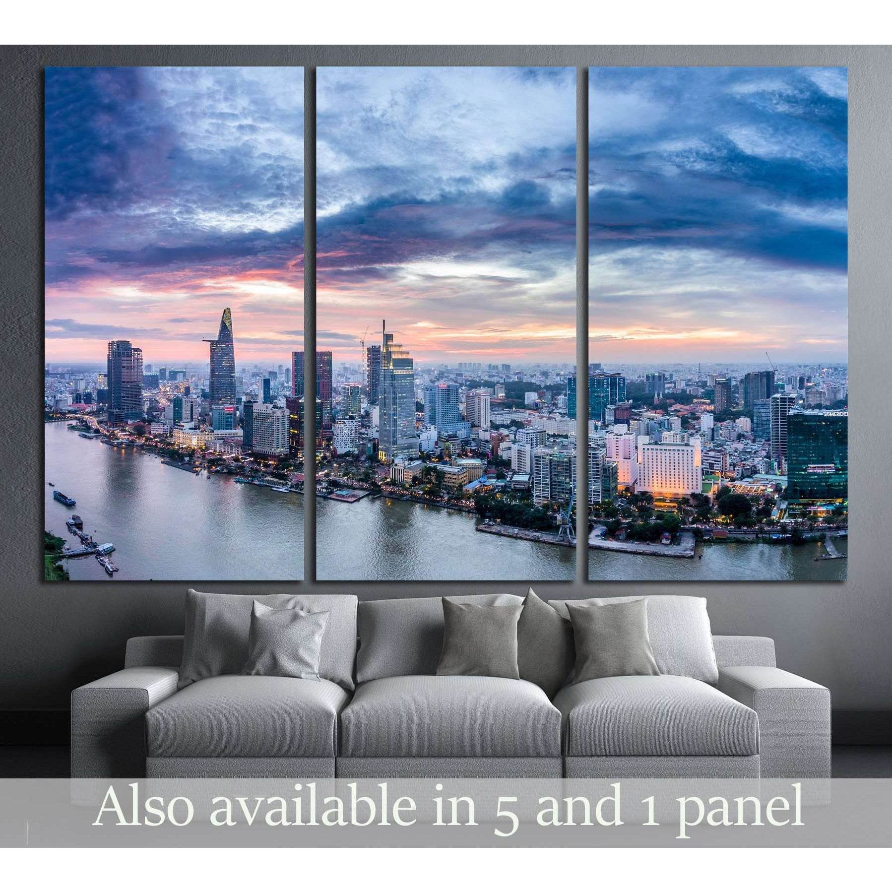 Ho Chi Minh City, aerial view №2741 Ready to Hang Canvas Print - Zellart Canvas Prints ALL_Products, s-2741