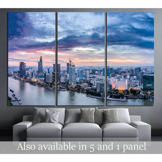 Ho Chi Minh City, aerial view №2741 Ready to Hang Canvas Print - Zellart Canvas Prints ALL_Products, s-2741