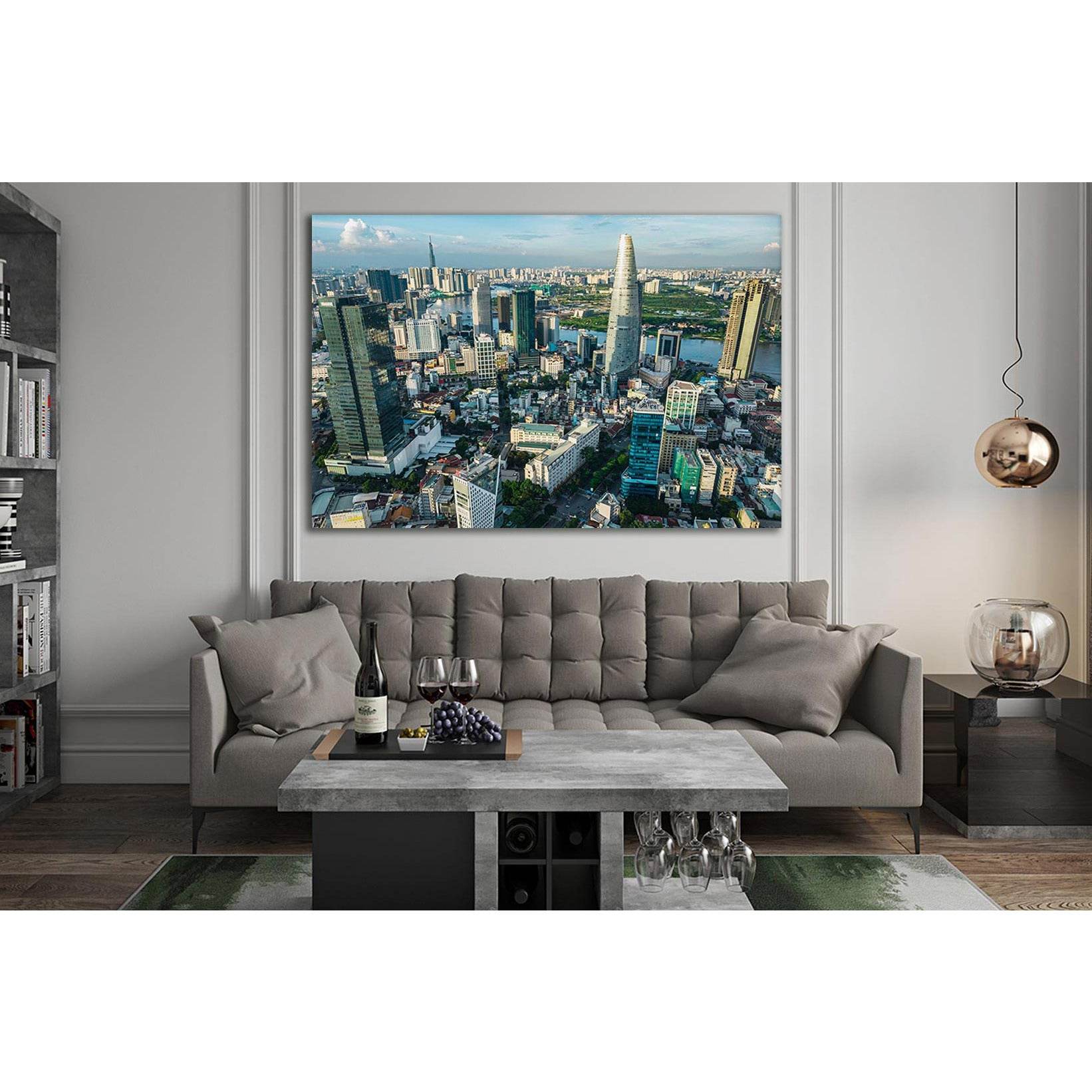 Ho Chi Minh City Skyscrapers №SL303 Ready to Hang Canvas Print - Zellart Canvas Prints 0new, ALL_Products, Cityscapes & Skylines