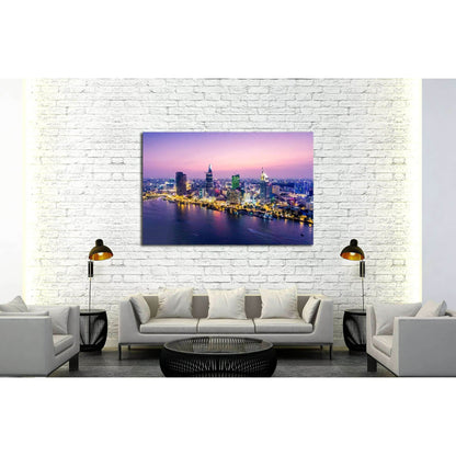 Ho Chi Minh City view at night №2722 Ready to Hang Canvas Print - Zellart Canvas Prints ALL_Products, s-2722