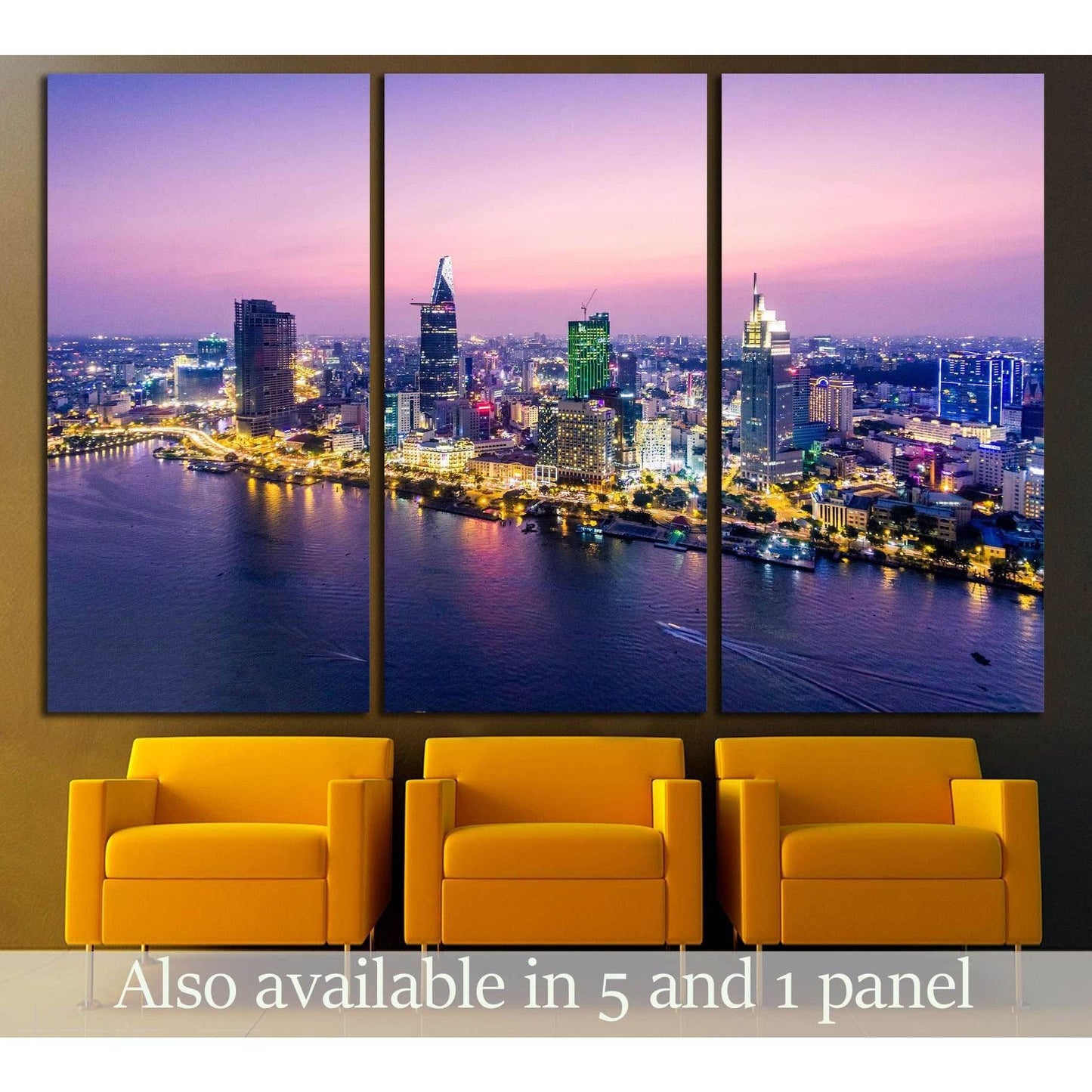 Ho Chi Minh City view at night №2722 Ready to Hang Canvas Print - Zellart Canvas Prints ALL_Products, s-2722