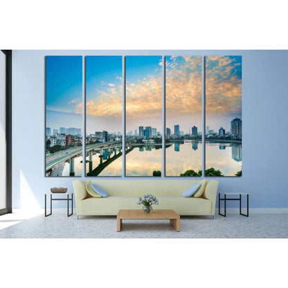 Hoang cau lake - hanoi Cityscape №1565 Ready to Hang Canvas Print - Zellart Canvas Prints ALL_Products, s-1565