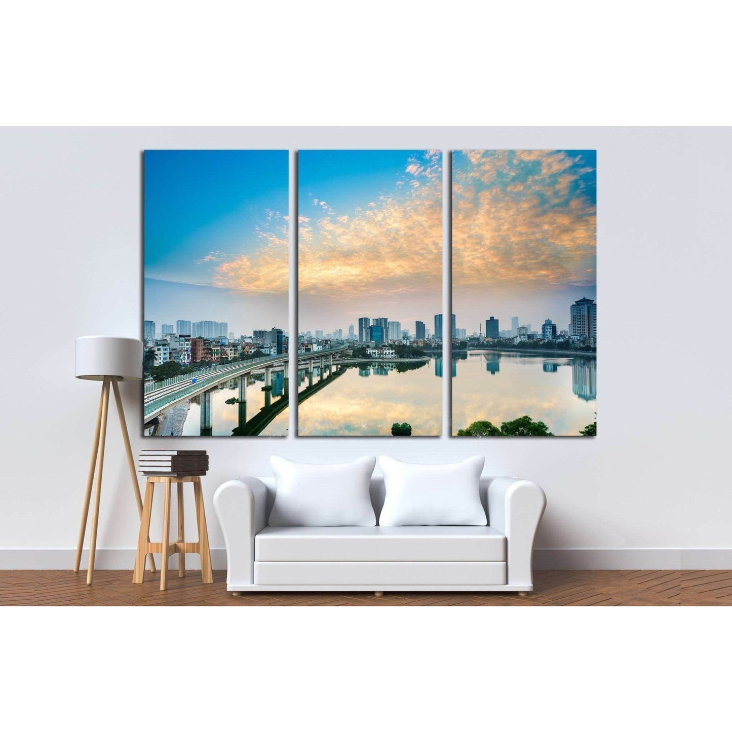 Hoang cau lake - hanoi Cityscape №1565 Ready to Hang Canvas Print - Zellart Canvas Prints ALL_Products, s-1565