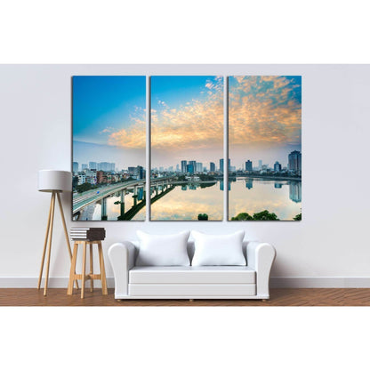 Hoang cau lake - hanoi Cityscape №1565 Ready to Hang Canvas Print - Zellart Canvas Prints ALL_Products, s-1565