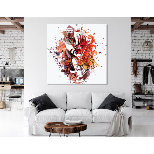 Hockey Player In Action №04433 Ready To Hang Canvas Print - Zellart Canvas Prints ALL_Products