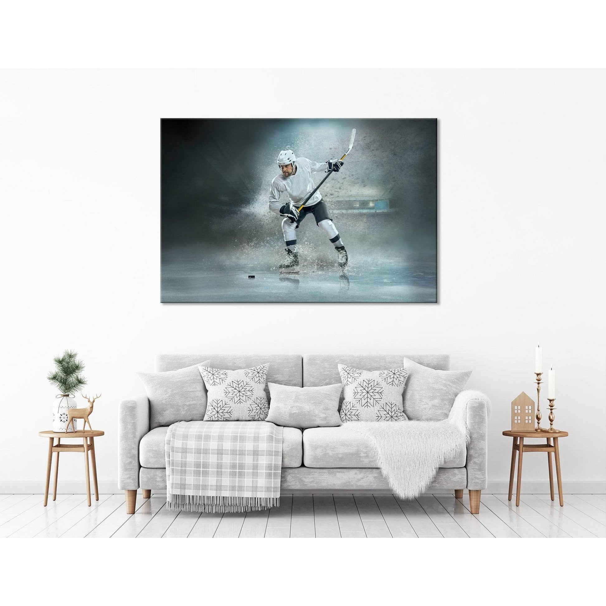 Hockey Player Scores Puck №04432 Ready to Hang Canvas Print - Zellart Canvas Prints ALL_Products