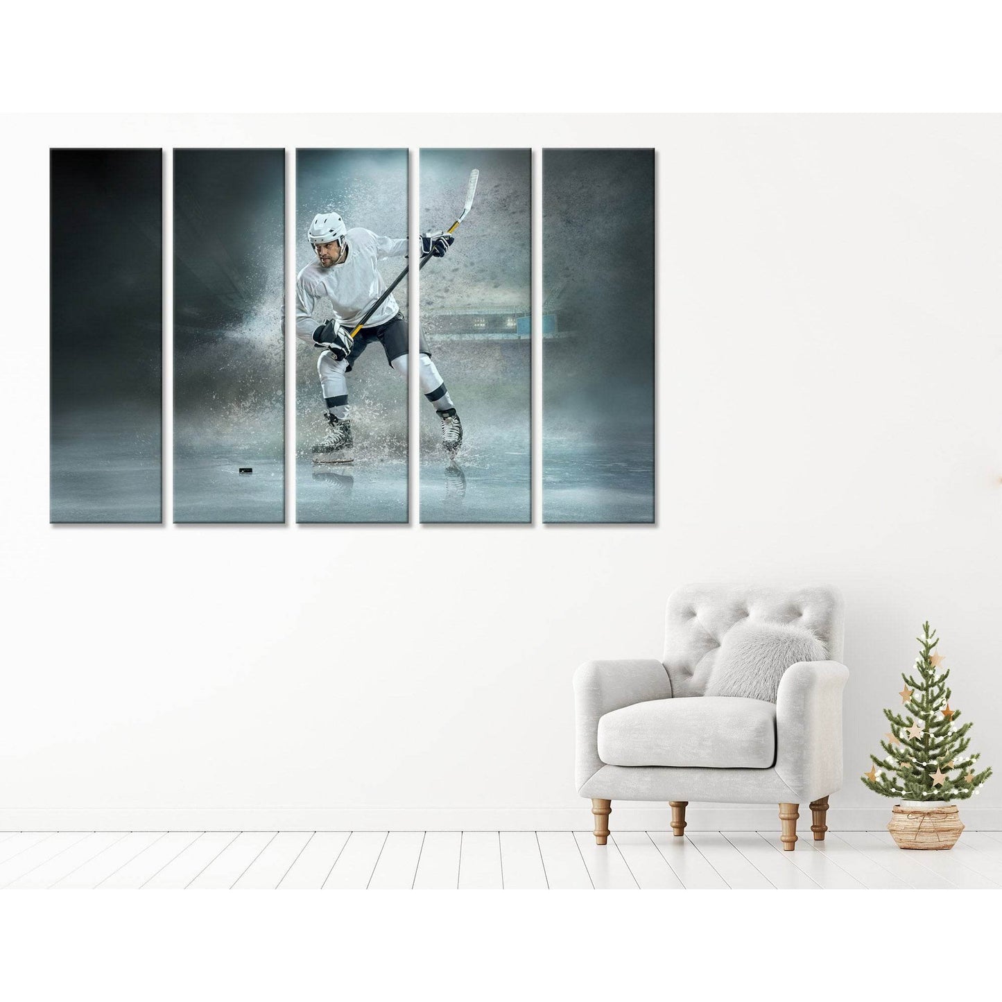 Hockey Player Scores Puck №04432 Ready to Hang Canvas Print - Zellart Canvas Prints ALL_Products