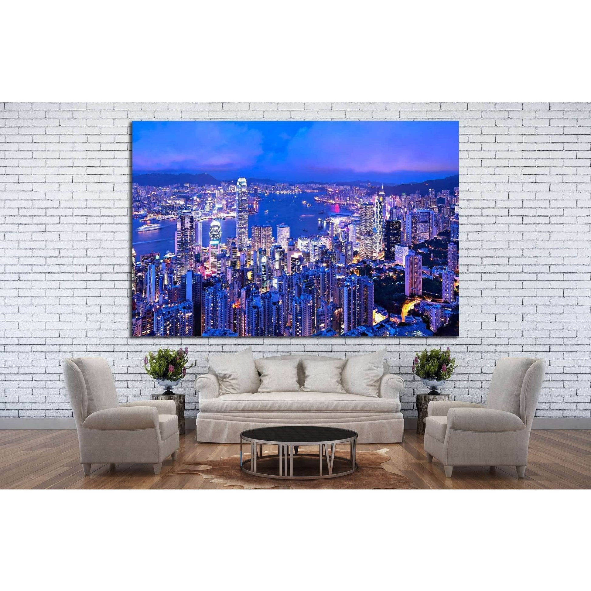 Hong Kong at night №764 Ready to Hang Canvas Print - Zellart Canvas Prints ALL_Products, s-764