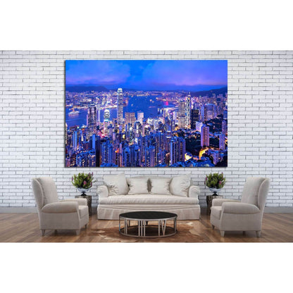 Hong Kong at night №764 Ready to Hang Canvas Print - Zellart Canvas Prints ALL_Products, s-764