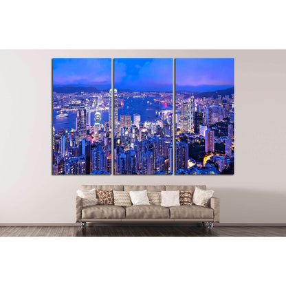 Hong Kong at night №764 Ready to Hang Canvas Print - Zellart Canvas Prints ALL_Products, s-764
