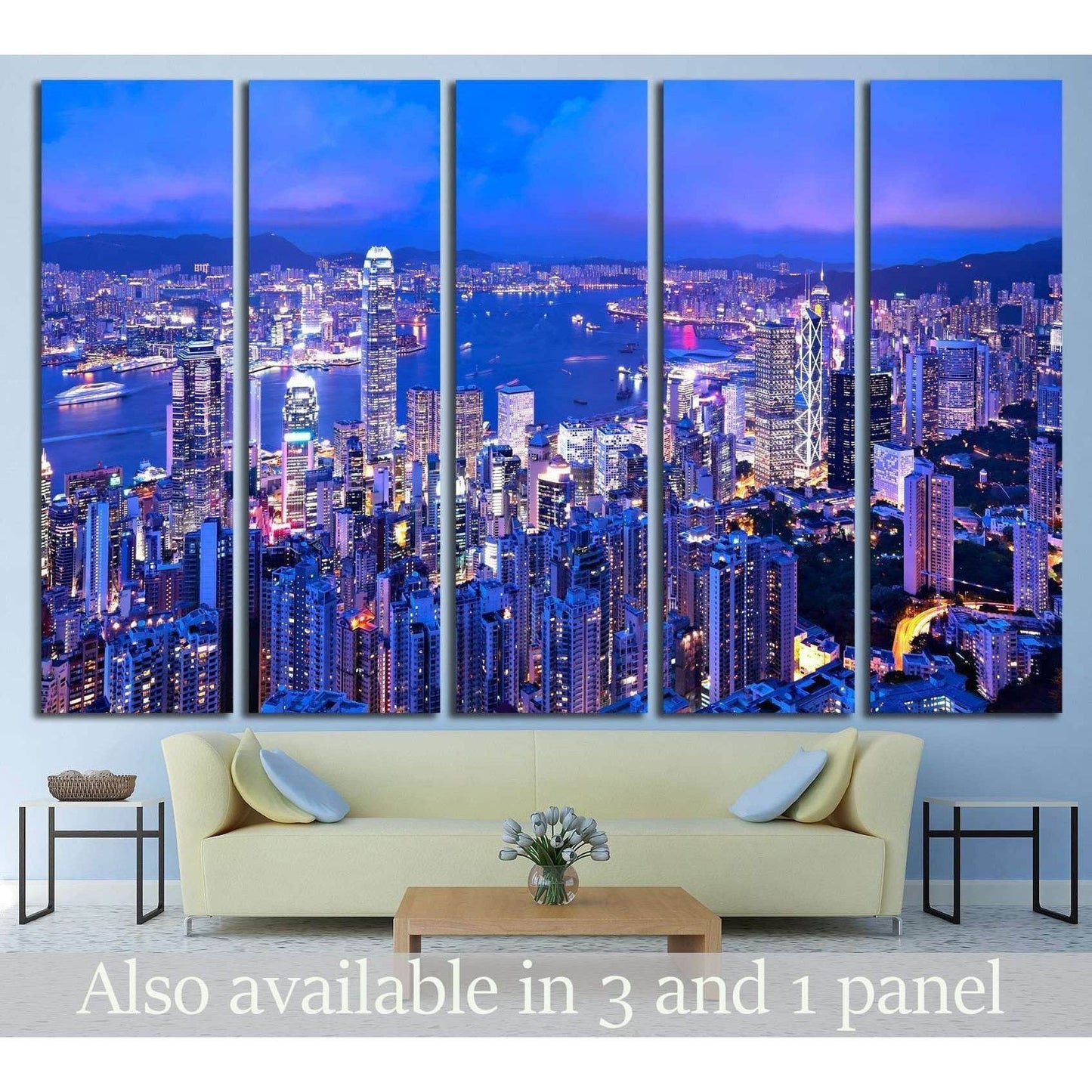 Hong Kong at night №764 Ready to Hang Canvas Print - Zellart Canvas Prints ALL_Products, s-764