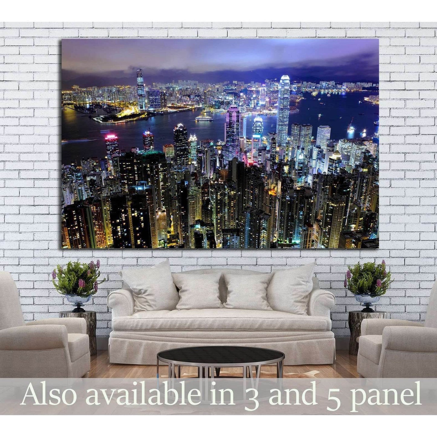 Hong Kong at night №771 Ready to Hang Canvas Print - Zellart Canvas Prints ALL_Products, s-771