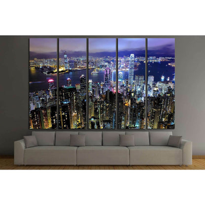 Hong Kong at night №771 Ready to Hang Canvas Print - Zellart Canvas Prints ALL_Products, s-771