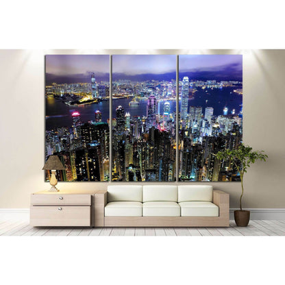 Hong Kong at night №771 Ready to Hang Canvas Print - Zellart Canvas Prints ALL_Products, s-771
