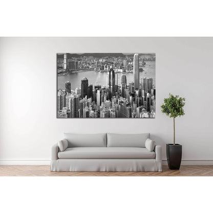 Hong Kong , black and white №2237 Ready to Hang Canvas Print - Zellart Canvas Prints ALL_Products, s-2237