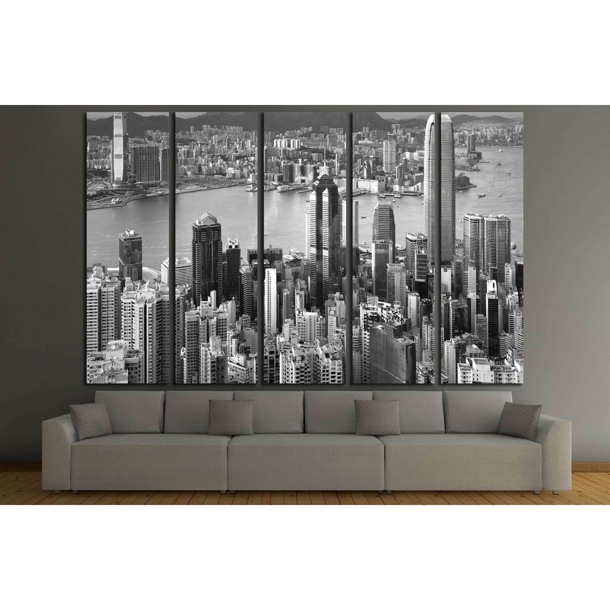 Hong Kong , black and white №2237 Ready to Hang Canvas Print - Zellart Canvas Prints ALL_Products, s-2237