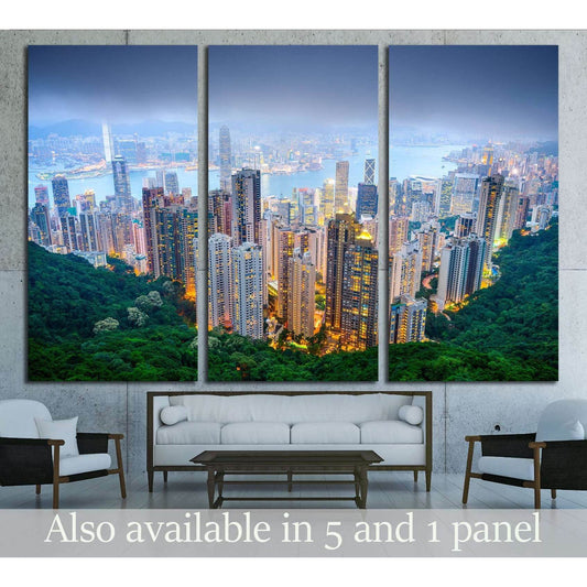 Hong Kong, China city skyline viewed from Victoria peak. №2659 Ready to Hang Canvas Print - Zellart Canvas Prints ALL_Products, s-2659