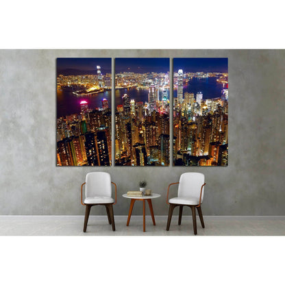 hong kong city night №2245 Ready to Hang Canvas Print - Zellart Canvas Prints ALL_Products, s-2245