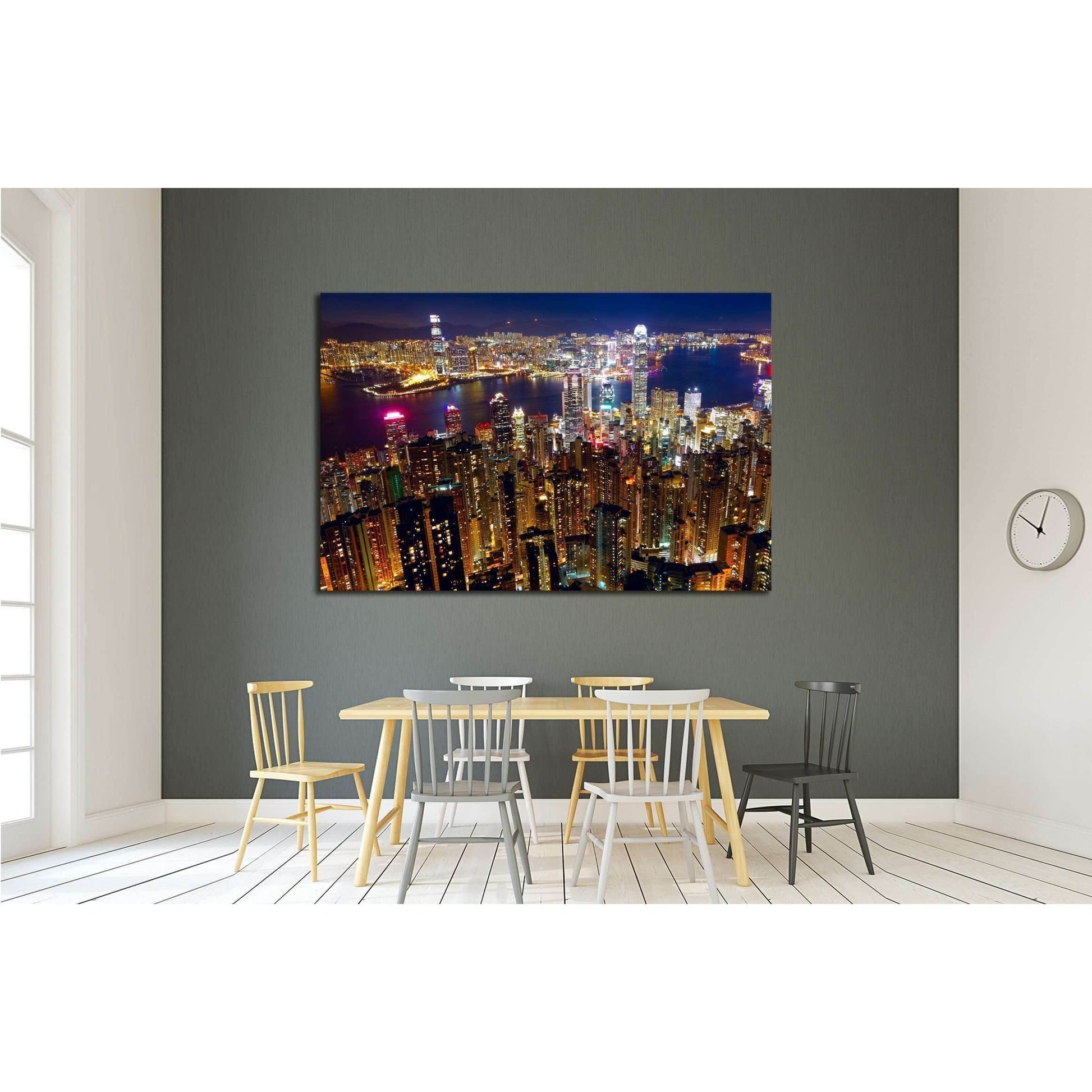 hong kong city night №2245 Ready to Hang Canvas Print - Zellart Canvas Prints ALL_Products, s-2245